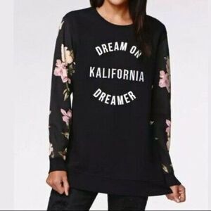Kendall & Kylie Black & Floral Print Sweater Top